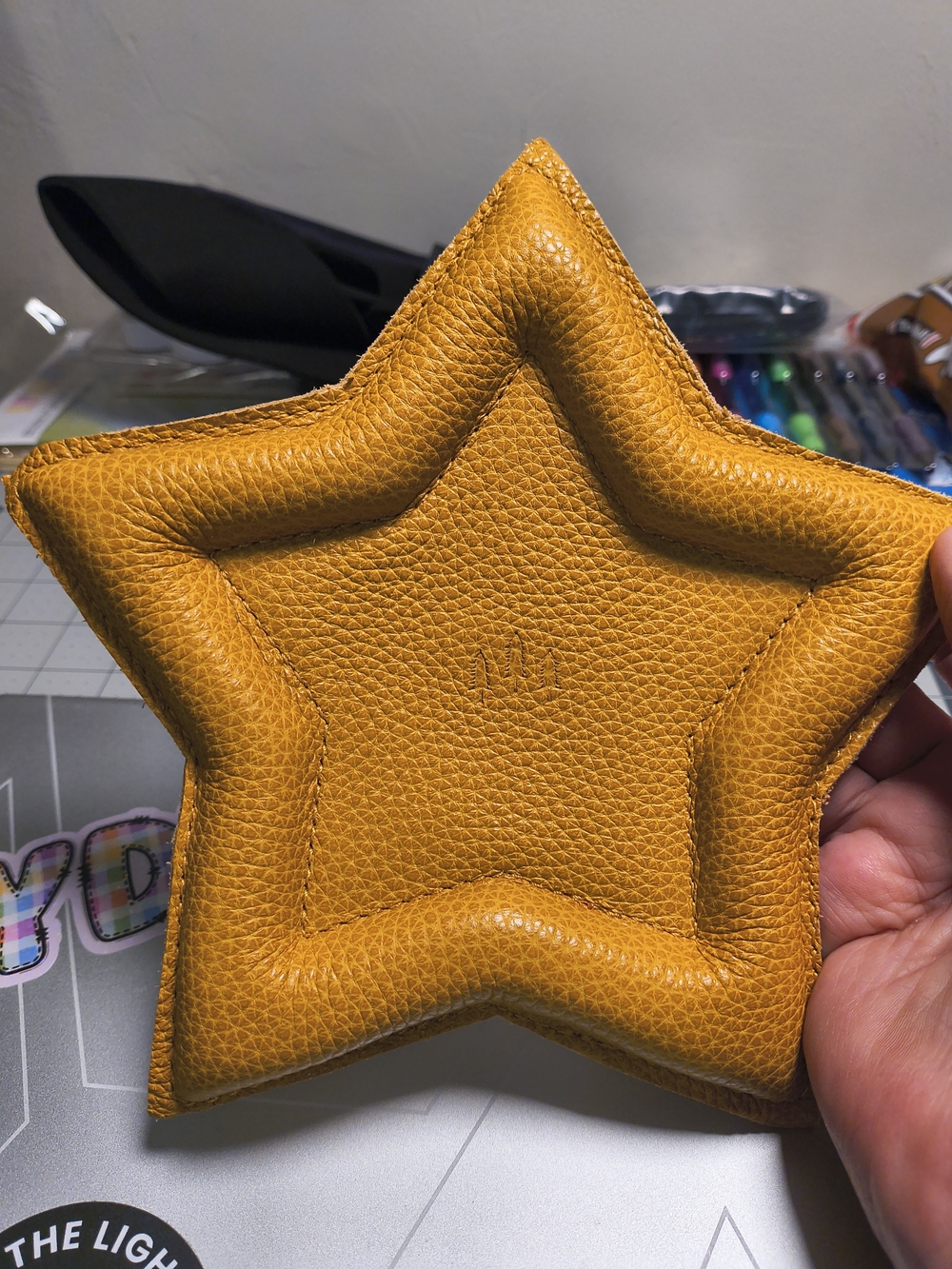 Portland Leather Golden Yellow Star Trinket Tray